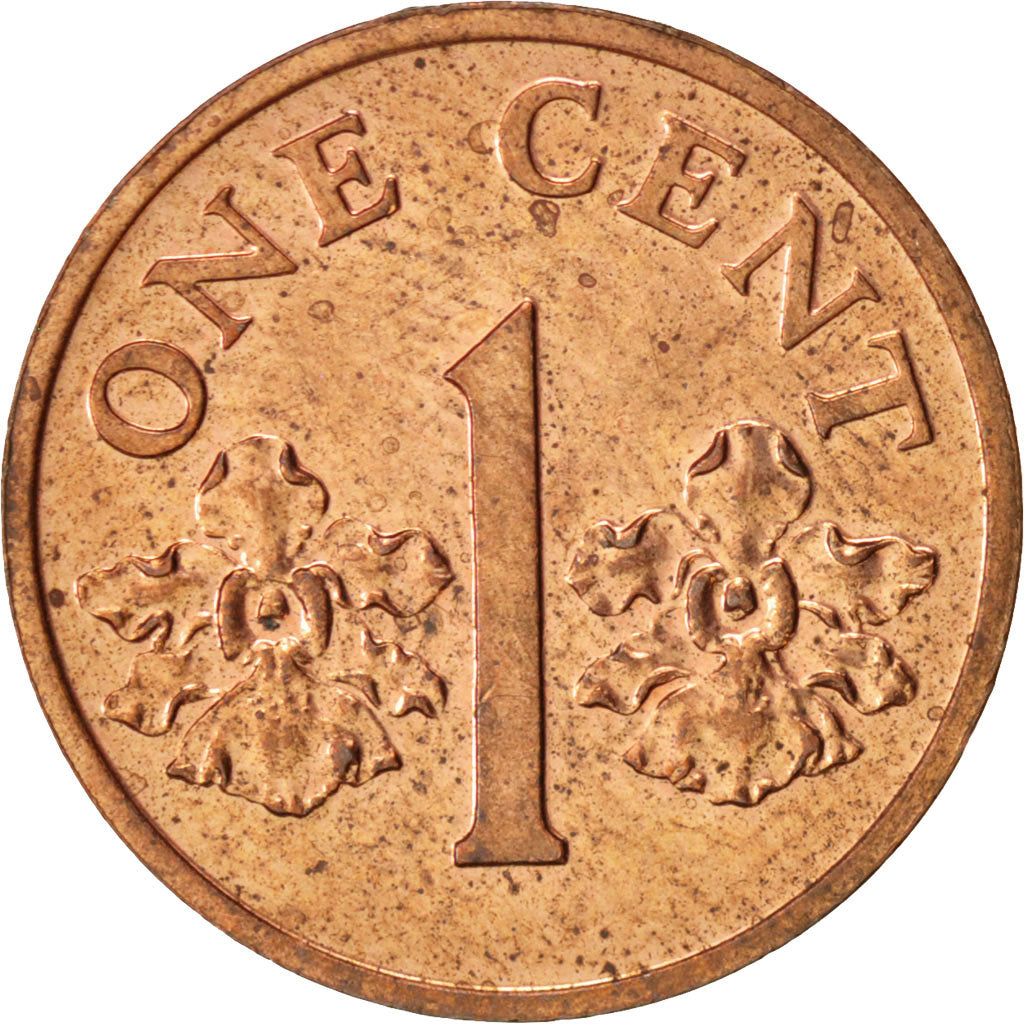 Coin, Singapore, Cent, 2001, Singapore Mint, AU(50-53), Copper Plated Zinc