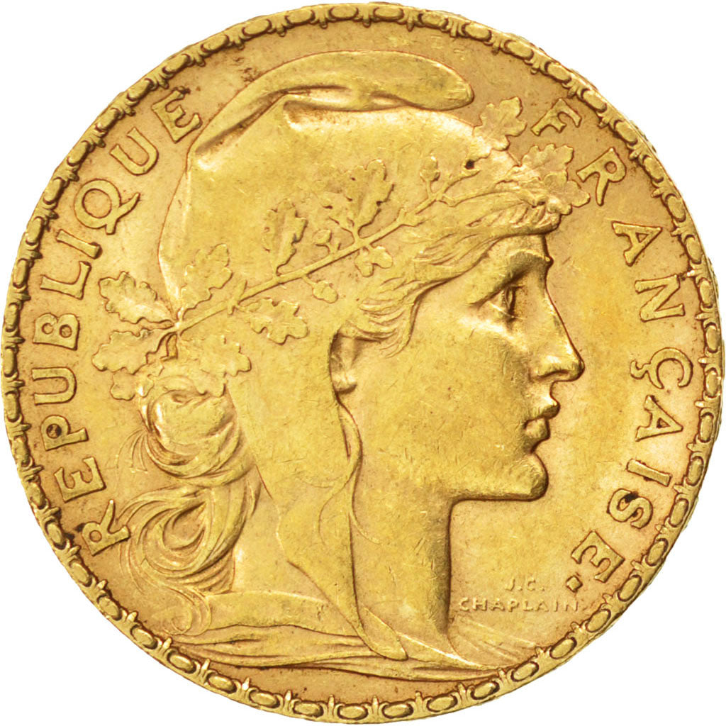 FRANCE, Marianne, 20 Francs, 1899, Paris, KM #847, AU(55-58), Gold, Gadoury...