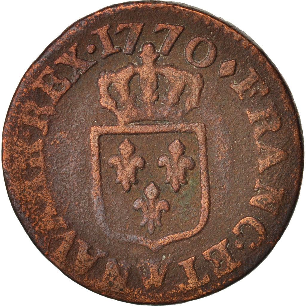 France, Louis XV, Sol à la vieille tête, Sol, 1770, Lille, VF(20-25), Copper