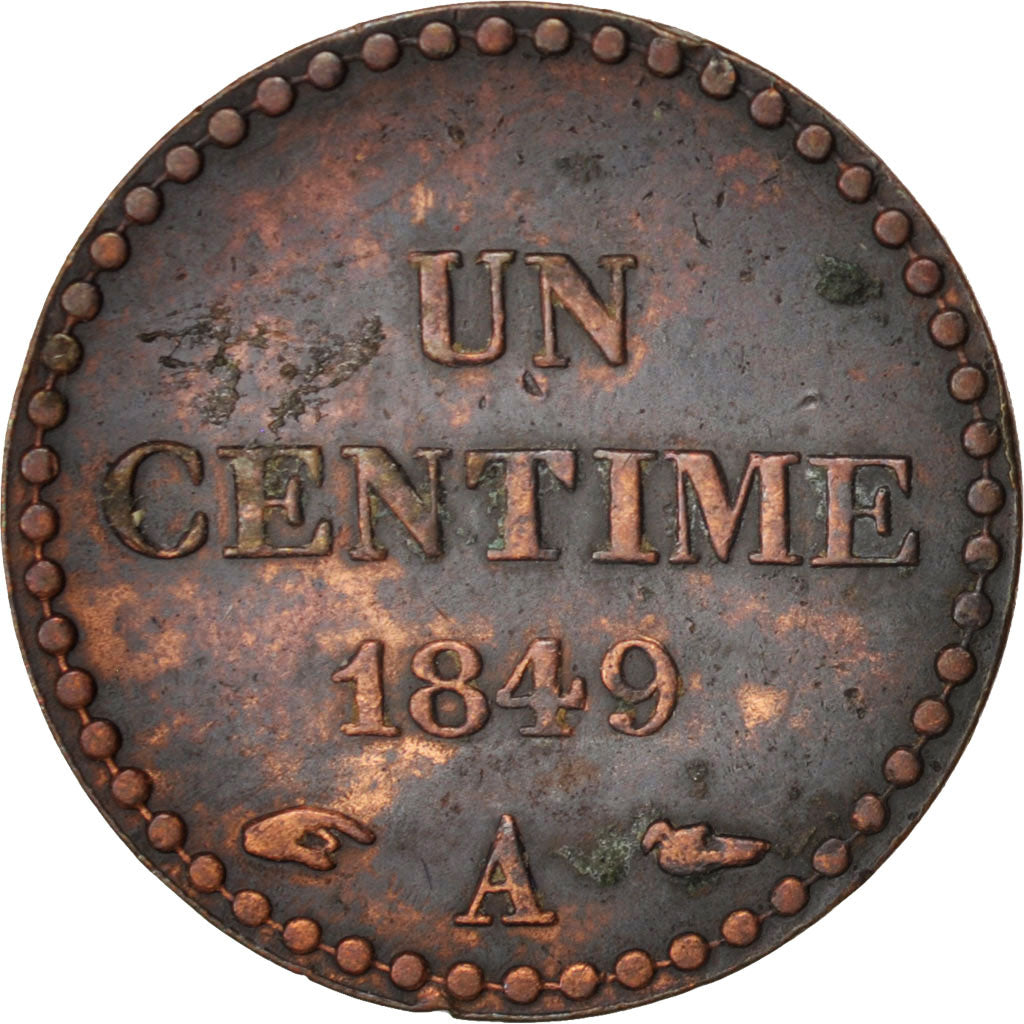 Francia, Dupré, Centime, 1849, Paris, BB, Bronzo, KM:754, Gadoury:84