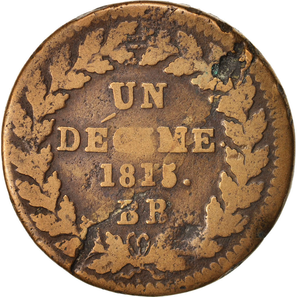 France, Napoléon I, Decime, 1815, Strasbourg, F(12-15), Bronze, KM:700