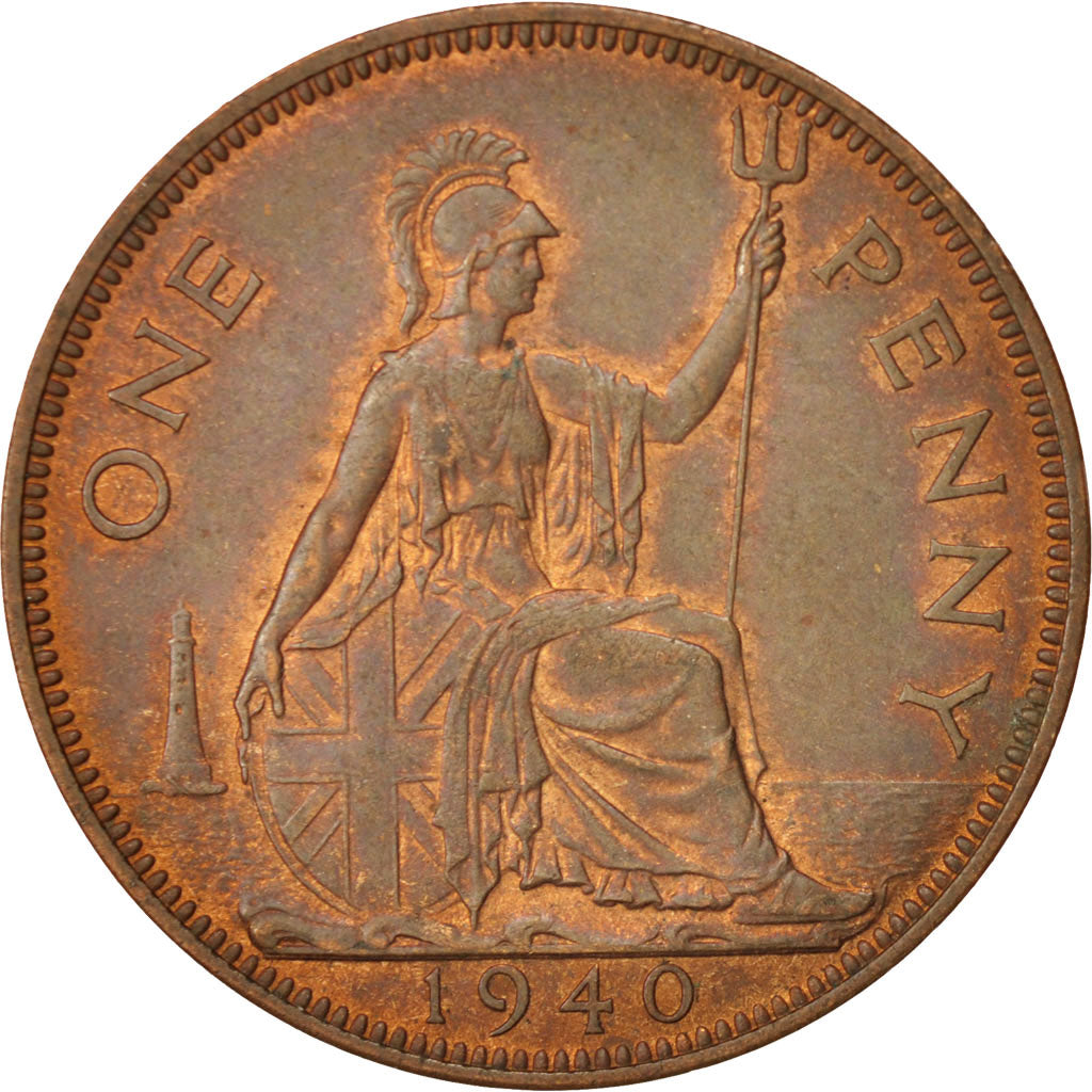 Great Britain, George VI, Penny, 1940, AU(50-53), Bronze, KM:845