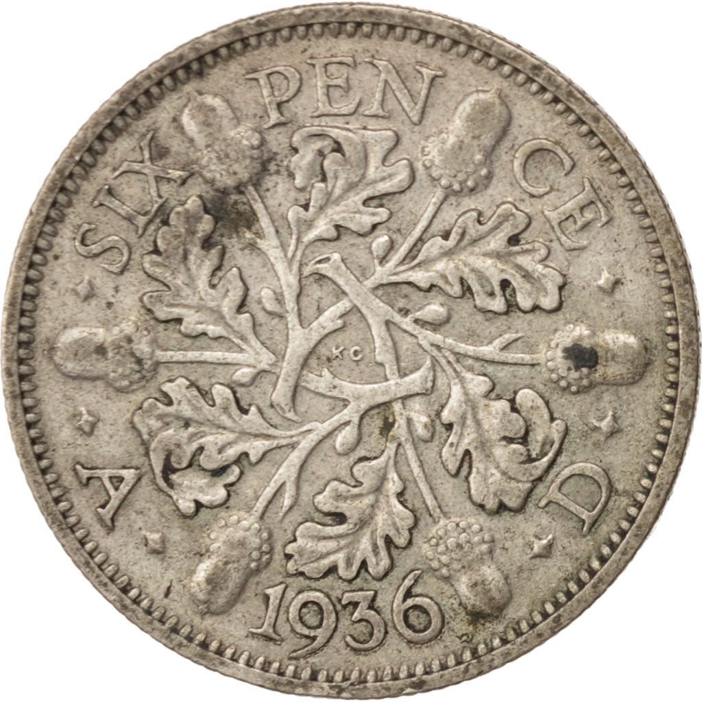 Moneta, Gran Bretagna, George V, 6 Pence, 1936, BB, Argento, KM:832