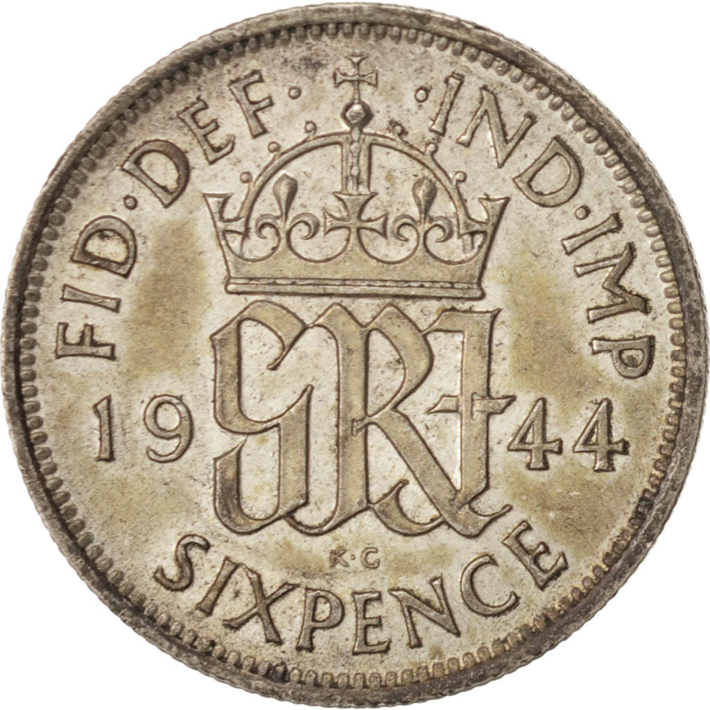 Münze, Großbritannien, George VI, 6 Pence, 1944, VZ, Silber, KM:852