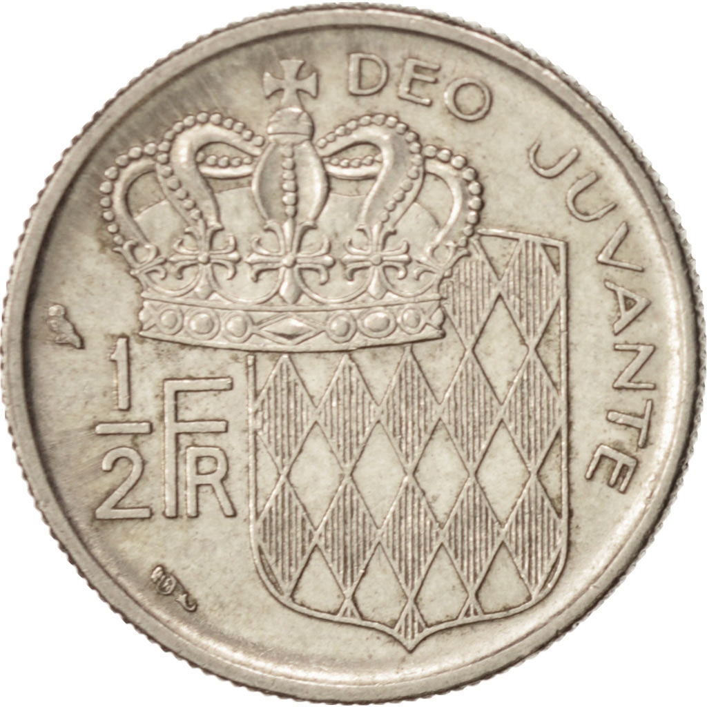 Monaco, Rainier III, 1/2 Franc, 1965, AU(50-53), Nickel, KM:145