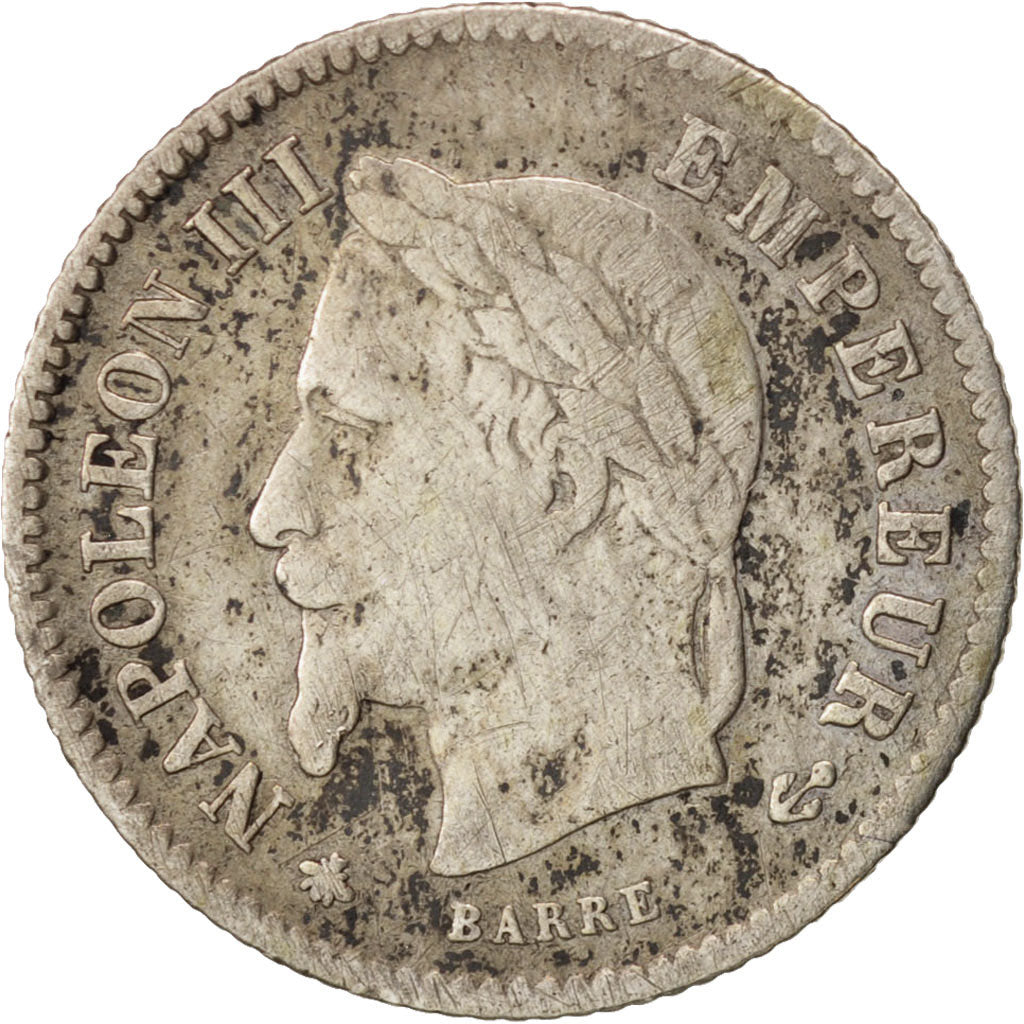 France, Napoleon III, Napoléon III, 20 Centimes, 1867, Paris, TB+, Argent