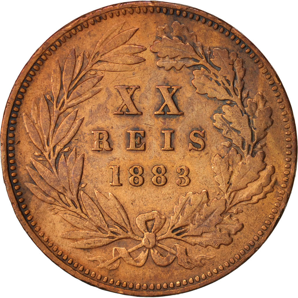 Portugal, Luiz I, 20 Reis, 1883, S+, Bronze, KM:527