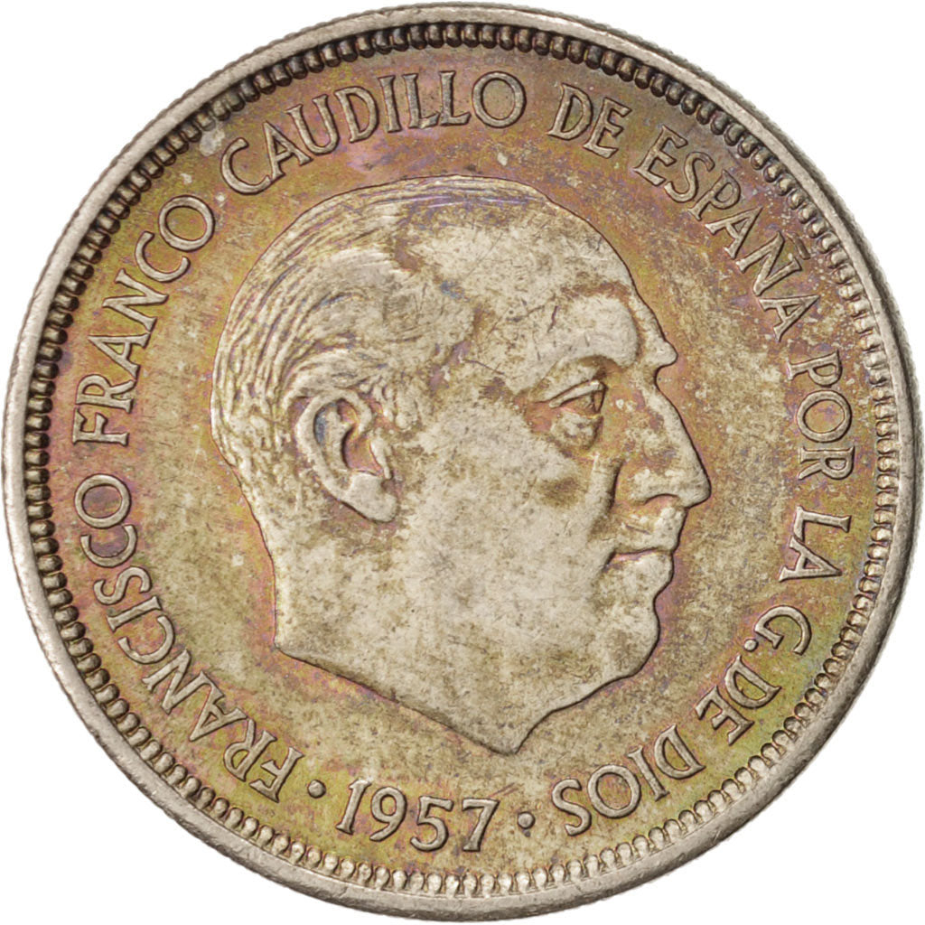 Moneta, Spagna, Caudillo and regent, 5 Pesetas, 1957, SPL-, Rame-nichel, KM:786