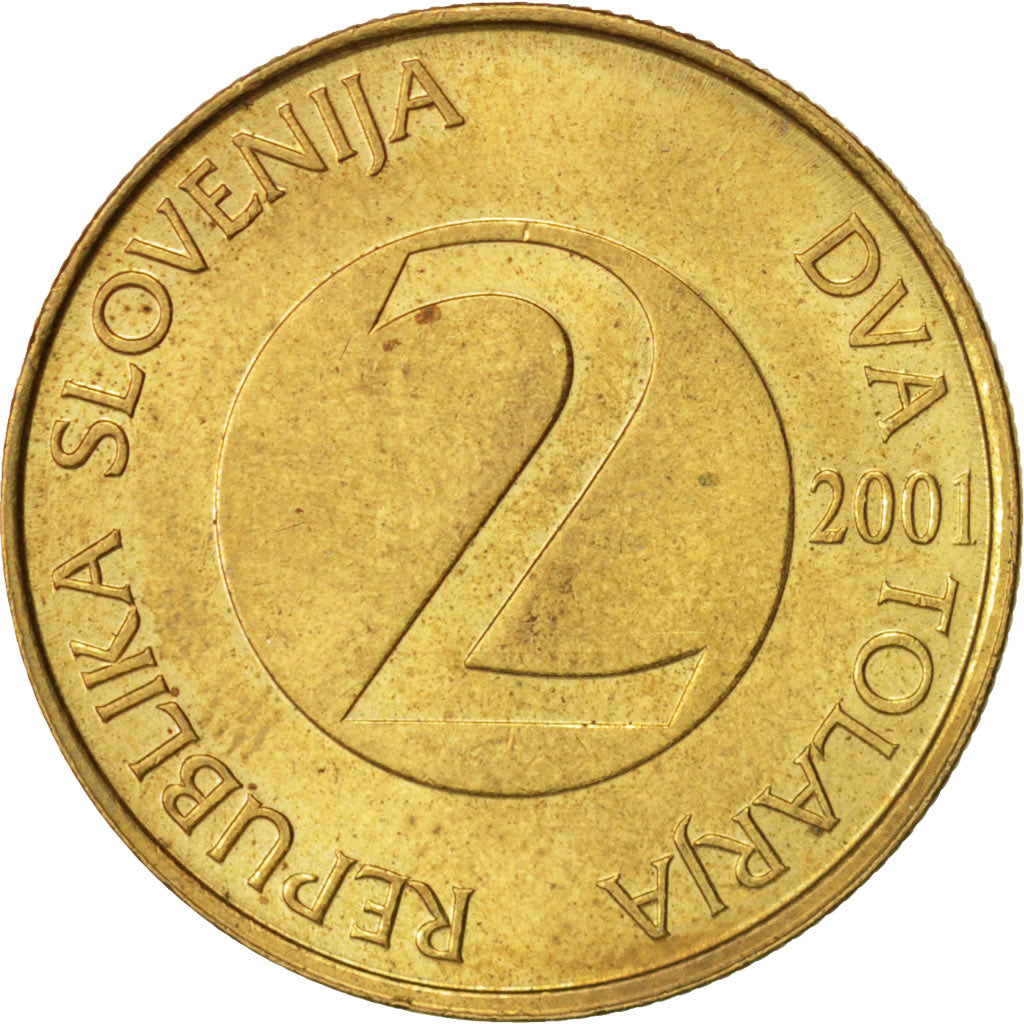 Moneta, Slovenia, 2 Tolarja, 2001, SPL-, Nichel-ottone, KM:5