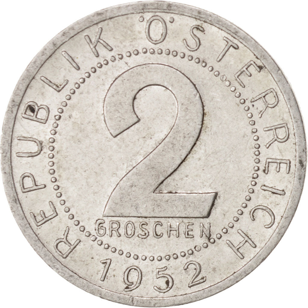 Münze, Österreich, 2 Groschen, 1952, VZ+, Aluminium, KM:2876