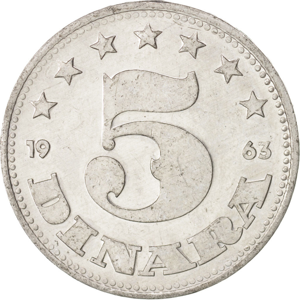 Moneta, Iugoslavia, 5 Dinara, 1963, SPL, Alluminio, KM:38