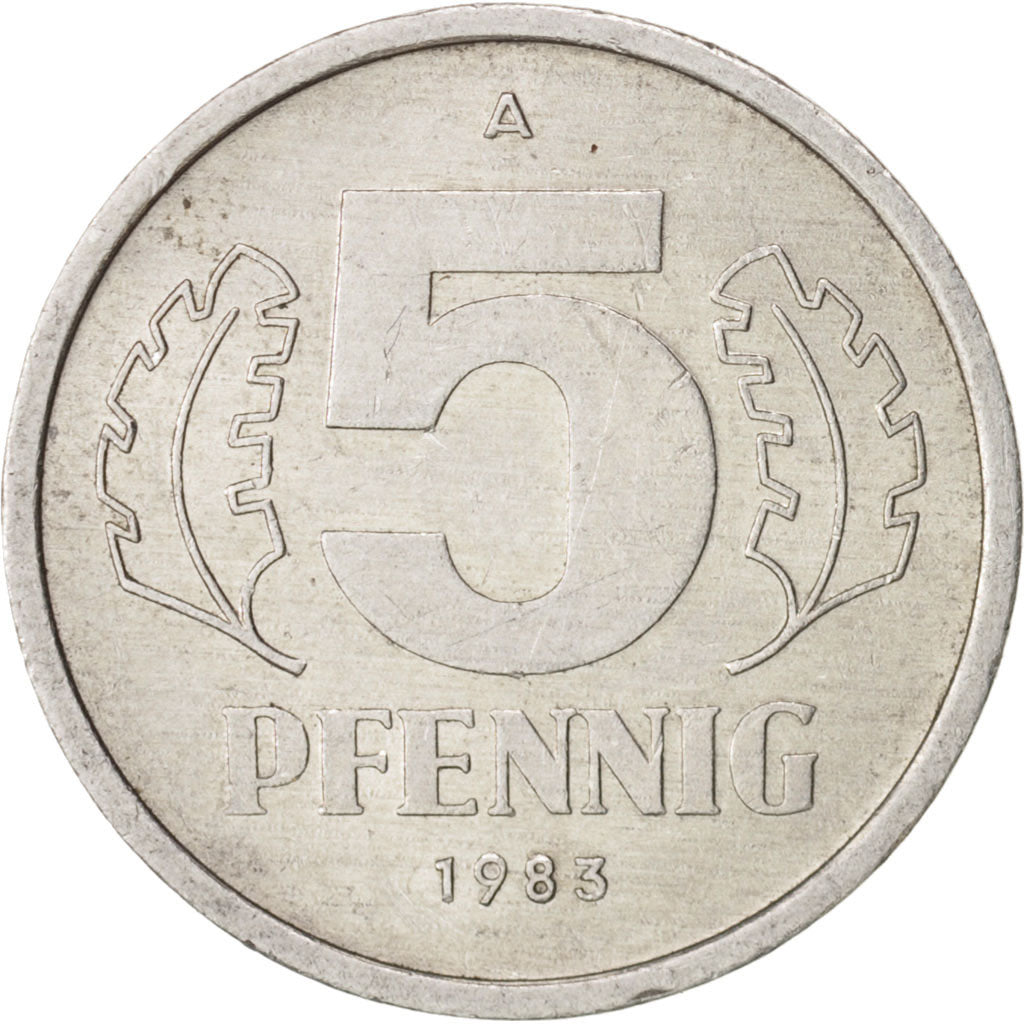 Moneta, REPUBBLICA DEMOCRATICA TEDESCA, 5 Pfennig, 1983, Berlin, SPL, Alluminio