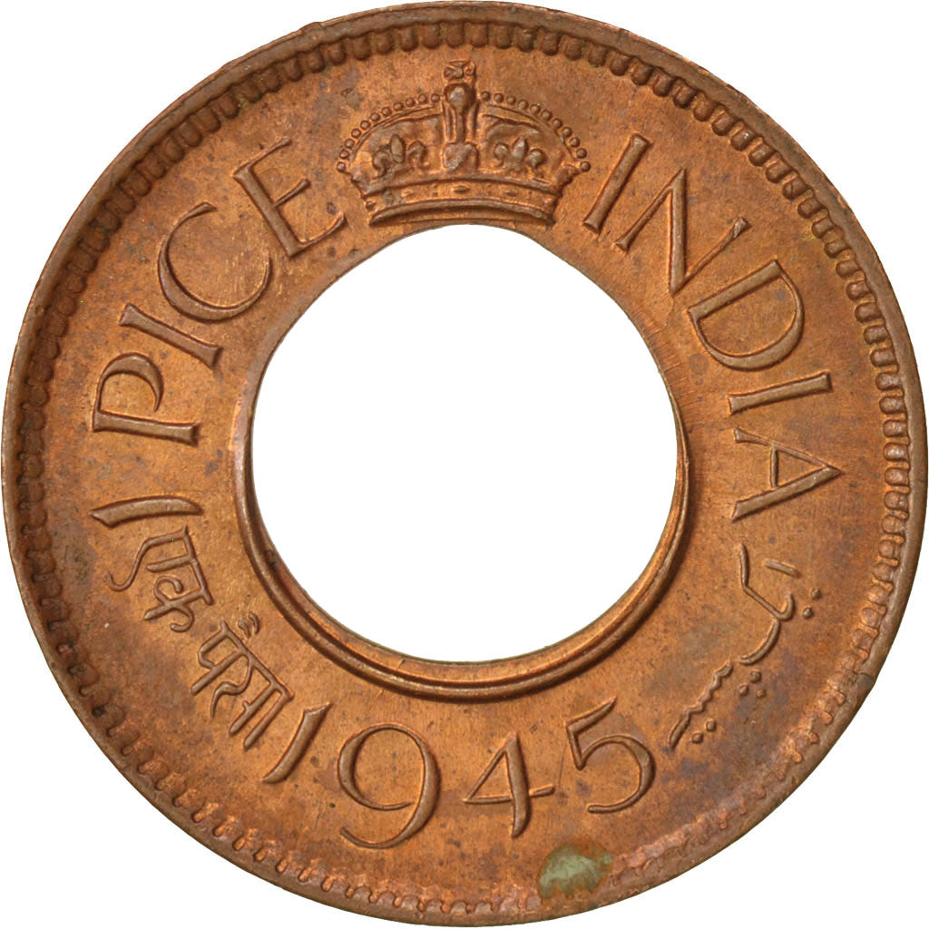 Coin, INDIA-BRITISH, George VI, Pice, 1945, AU(55-58), Bronze, KM:533