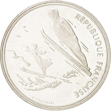 Moneda, Francia, Saut à Ski, 100 Francs, EBC, Plata