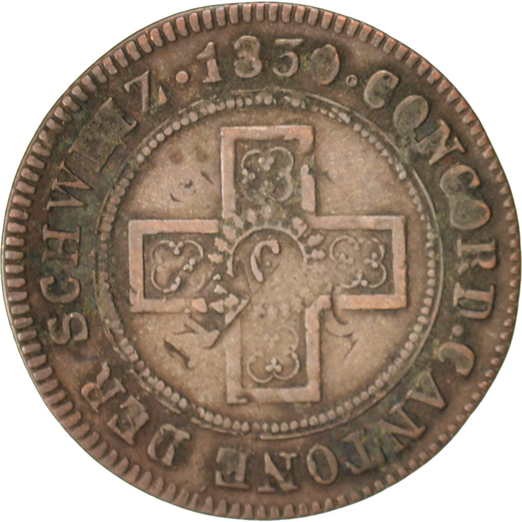 Moneta, CANTONI SVIZZERI, FREIBURG, 5 Rappen, 1830, BB, Biglione, KM:87