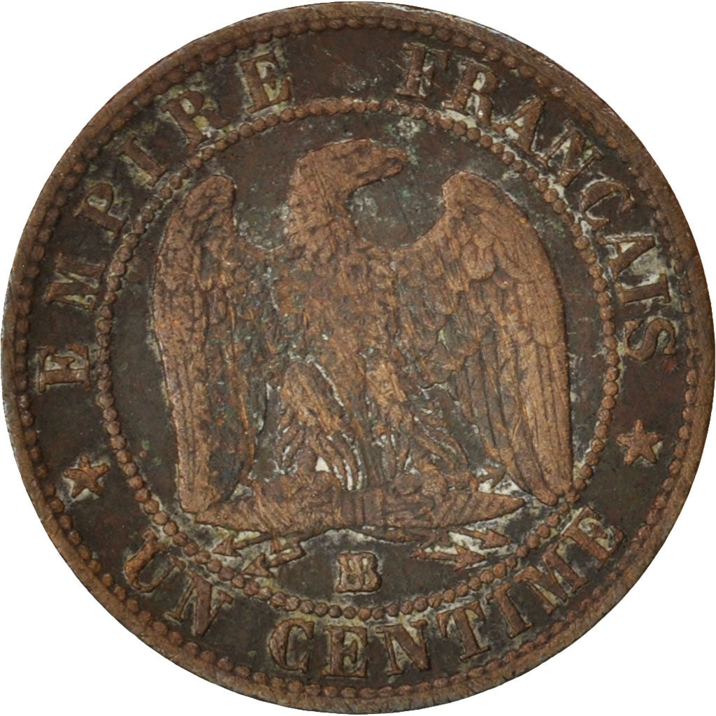 France, Napoleon III, Napoléon III, Centime, 1853, Strasbourg, VF(20-25)