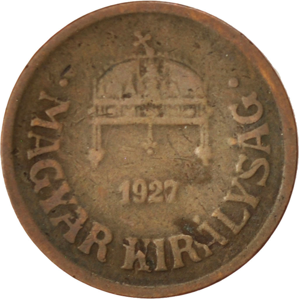 Monnaie, Hongrie, 2 Filler, 1927, Budapest, TB, Bronze, KM:506