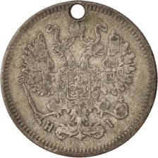 Rusia, Nicholas II, 10 Kopeks, 1869, Saint-Petersburg, BC+, Plata, KM:20a.2