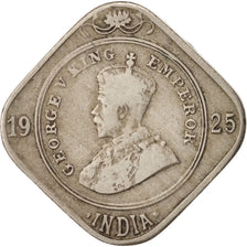 INDIA BRITÁNICA, George V, 2 Annas, 1925, BC+, Cobre - níquel, KM:516