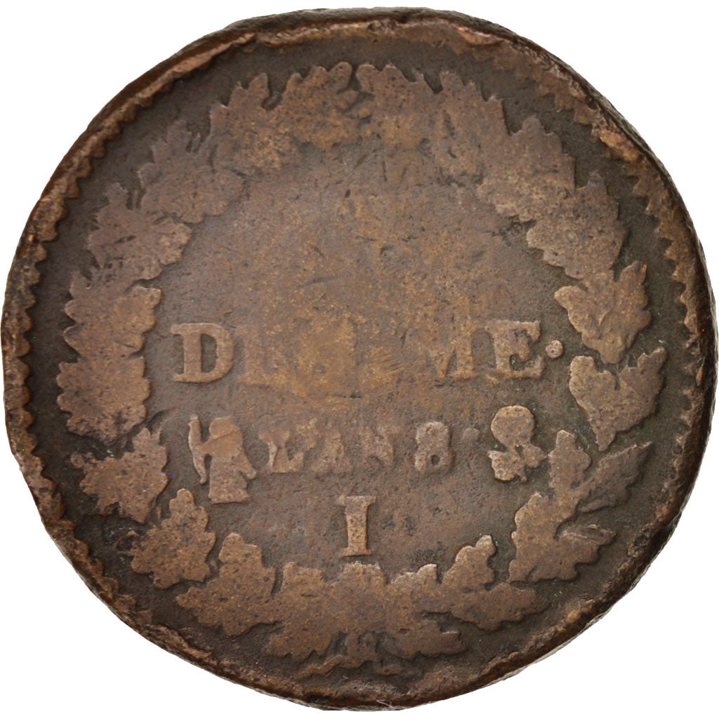 France, Dupré, Decime, 1799, Limoges, G(4-6), Bronze, KM:644.7, Gadoury:187a