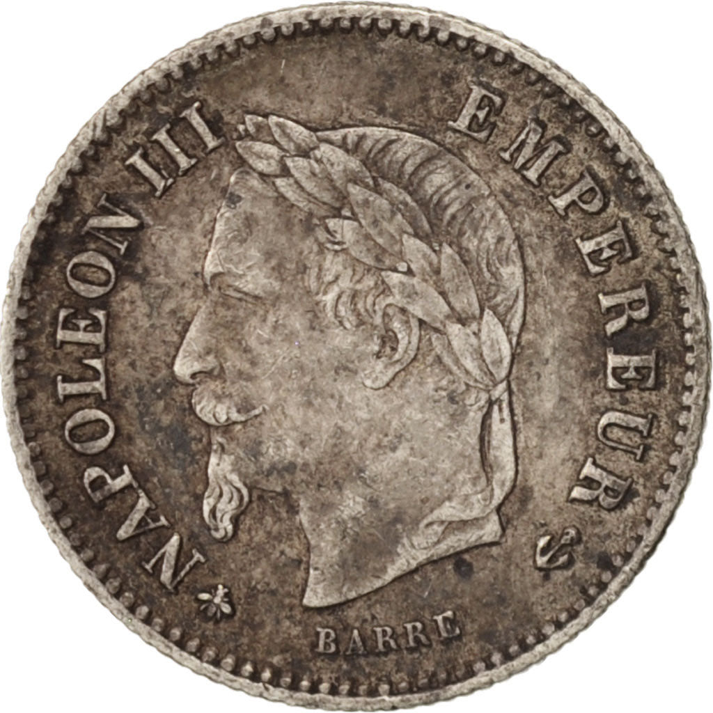 France, Napoleon III, Napoléon III, 20 Centimes, 1867, Paris, VF(30-35)