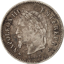 France, Napoleon III, Napoléon III, 20 Centimes, 1867, Paris, VF(30-35)