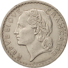 Moneda, Francia, Lavrillier, 5 Francs, 1935, Paris, MBC+, Níquel, KM:888
