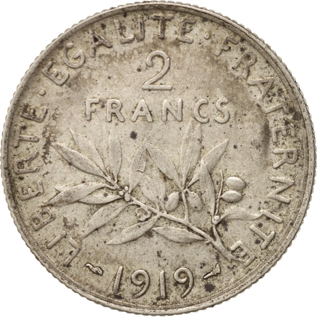 Coin, France, Semeuse, 2 Francs, 1919, Paris, EF(40-45), Silver, KM:845.1