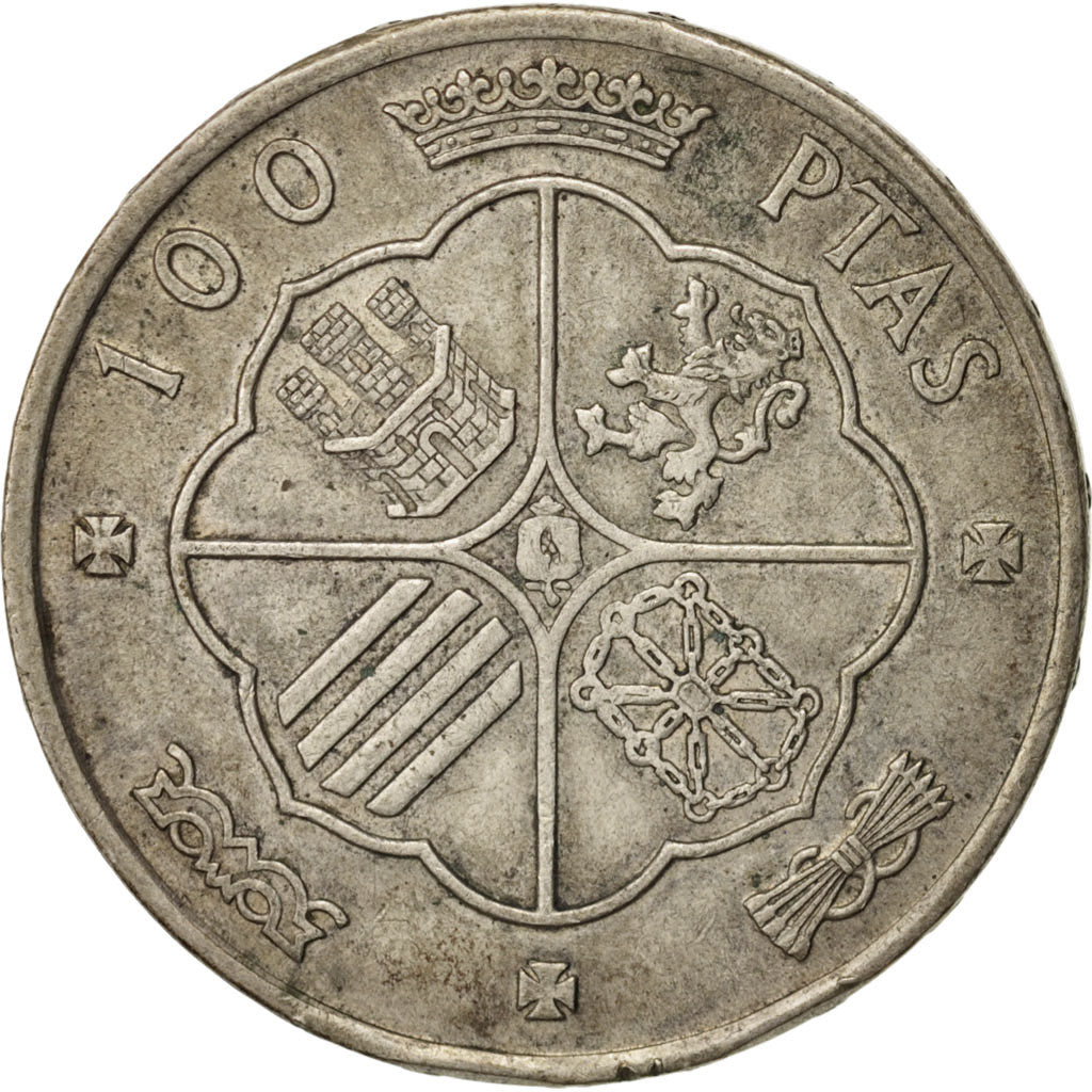 Coin, Spain, Caudillo and regent, 100 Pesetas, 1966, AU(50-53), Silver, KM:797