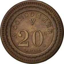 France, 20 Centimes, AU(50-53), Brass