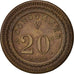 France, 20 Centimes, AU(50-53), Brass