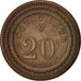 France, 20 Centimes, AU(50-53), Brass