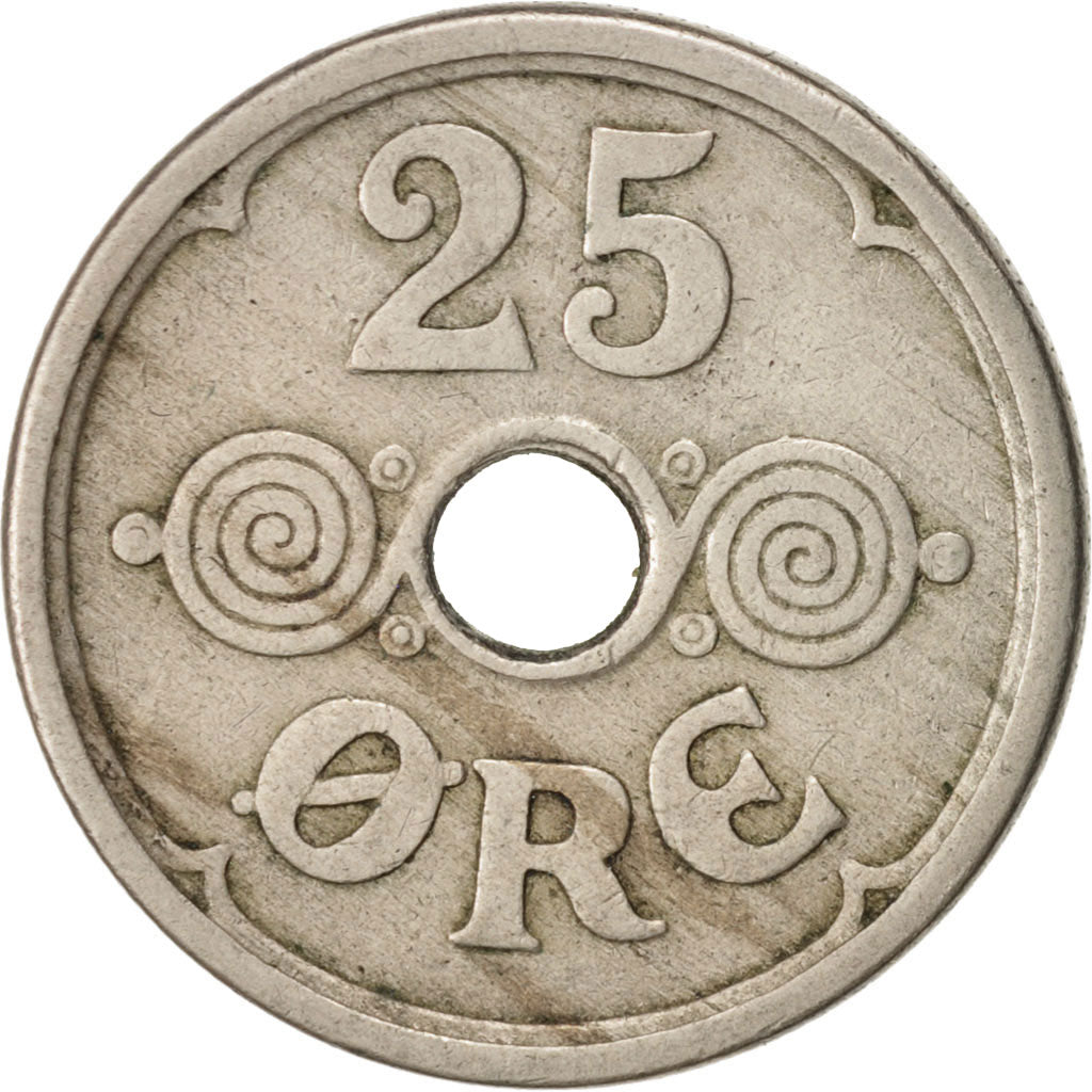 Denmark, Christian X, 25 Öre, 1924, Copenhagen, EF(40-45), Copper-nickel