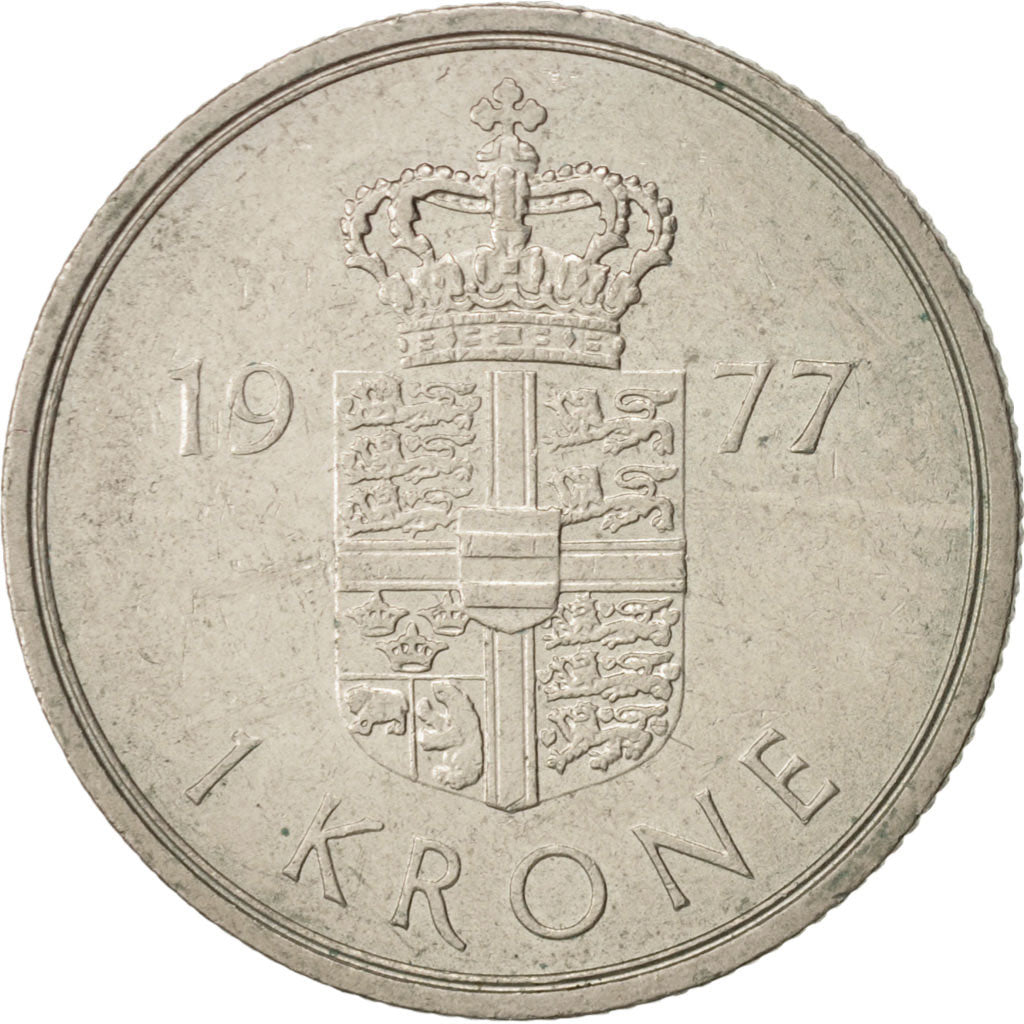 Monnaie, Danemark, Margrethe II, Krone, 1977, Copenhagen, TTB, Copper-nickel