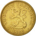 Moneda, Finlandia, 50 Penniä, 1980, MBC, Aluminio - bronce, KM:48