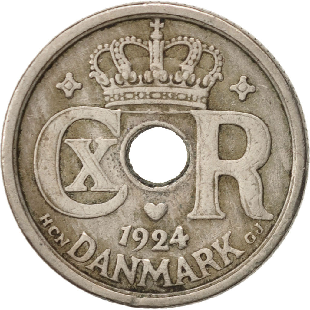Coin, Denmark, Christian X, 10 Öre, 1924, Copenhagen, EF(40-45), Copper-nickel