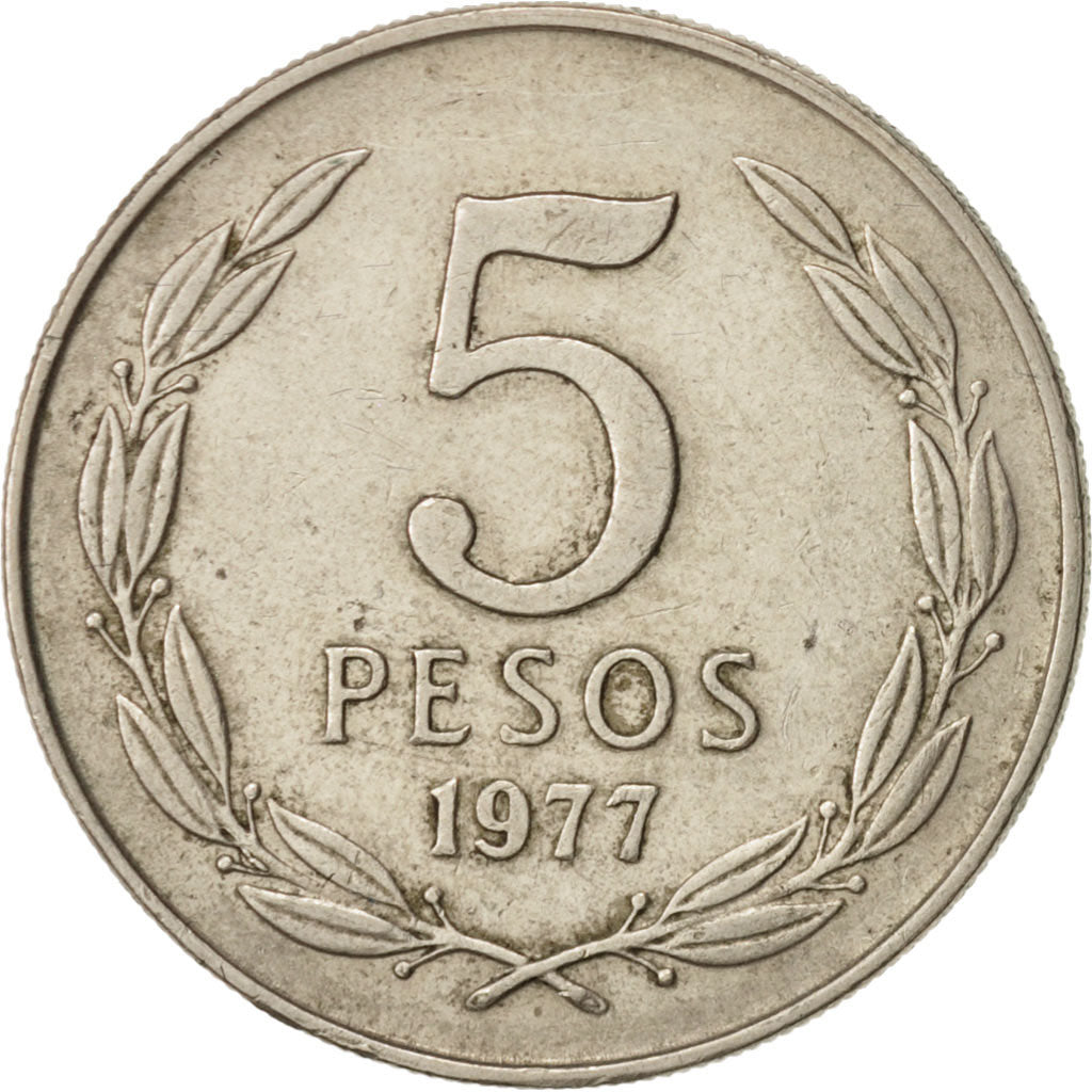 Chile, 5 Pesos, 1977, EF(40-45), Copper-nickel, KM:209