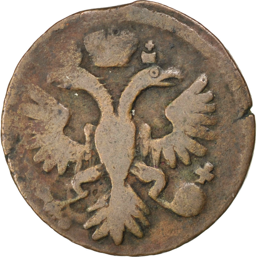 RUSSIA, Denga, 1/2 Kopek, 1735, KM #188, VF(30-35), Copper, 7.76