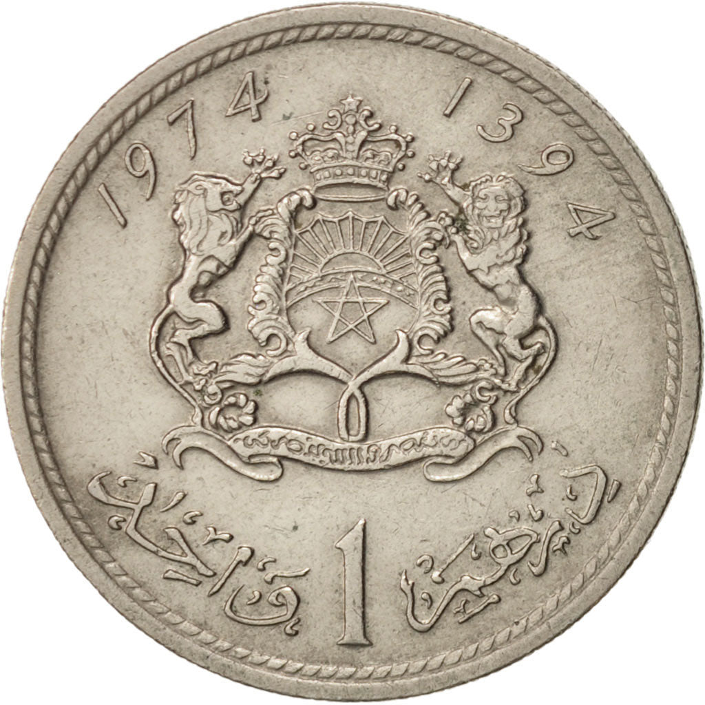 Moneta, Marocco, al-Hassan II, Dirham, 1974, BB, Rame-nichel, KM:63