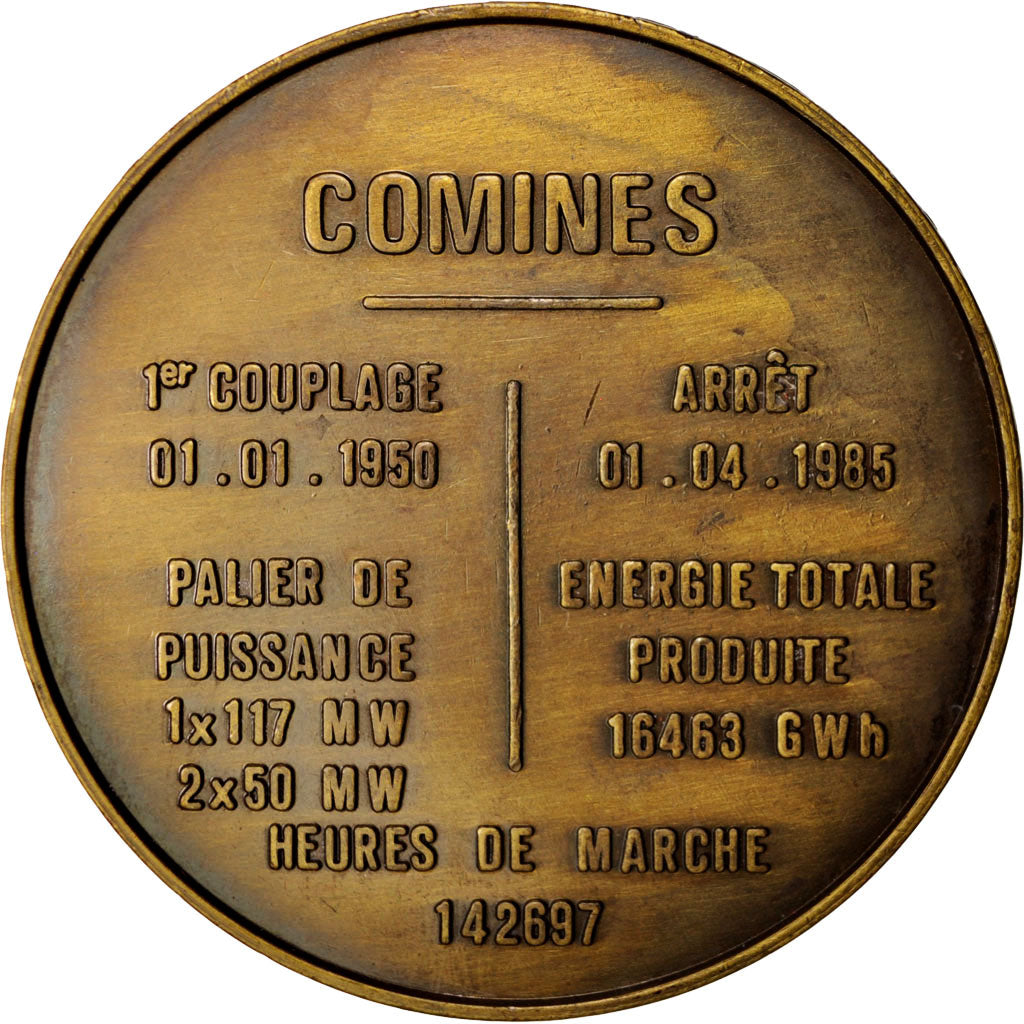 France, Medal, Centrale électrique de Comines, Business & industry, 1985