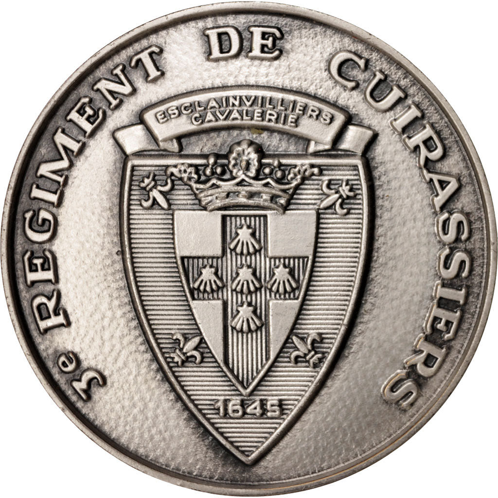 France, Medal, 3e Régiment de Cuirassiers, History, 1984, AU(55-58), Silvered