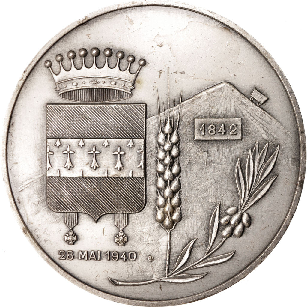 France, Medal, Ville d'Oignies, History, AU(50-53), Silvered bronze