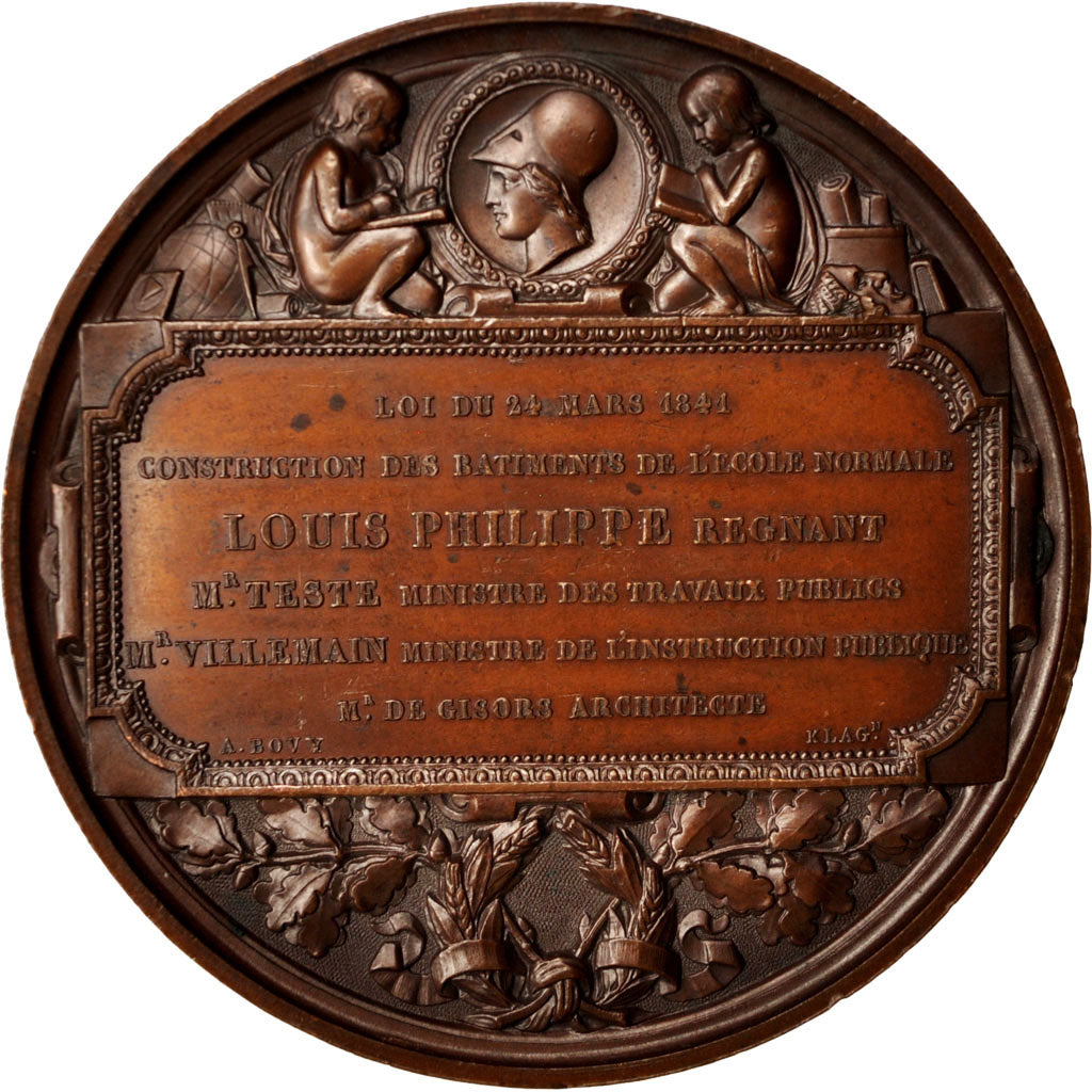France, Medal, Louis Philippe, Construction des bâtiments de l'École Normale