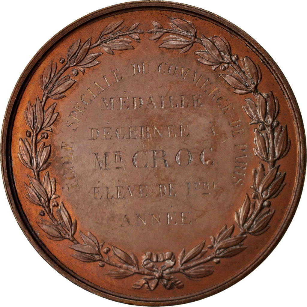 France, Medal, Louis Philippe Ier, École spéciale du commerce de Paris