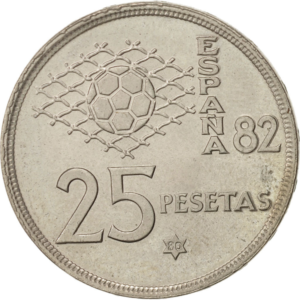 Spain, Juan Carlos I, 25 Pesetas, 1980, MS(65-70), Copper-nickel, KM:818