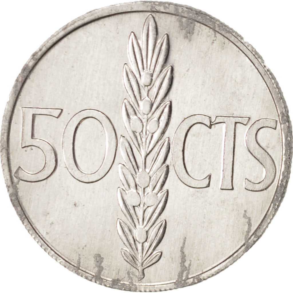 Spain, Francisco Franco, caudillo, 50 Centimos, 1975, MS(60-62), Aluminum