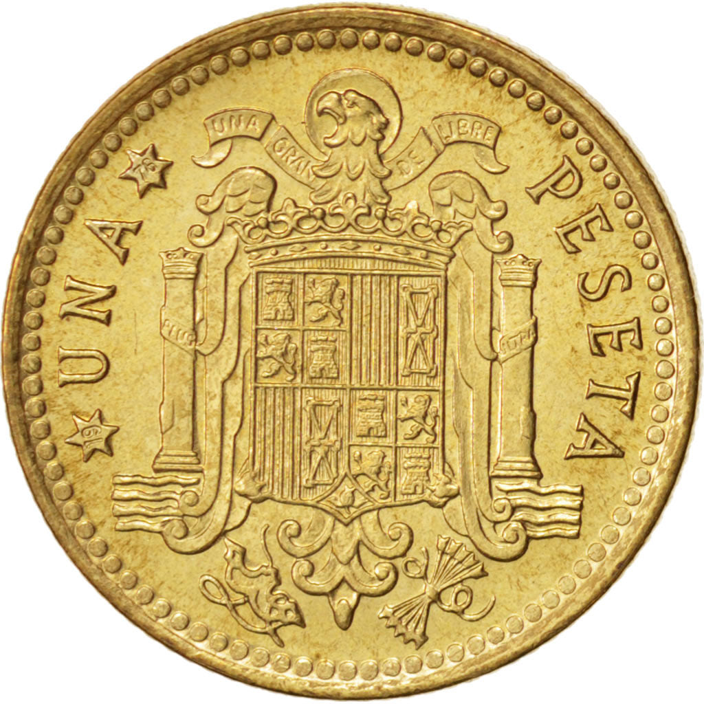 Spain, Francisco Franco, caudillo, Peseta, 1975, MS(65-70), Aluminum-Bronze