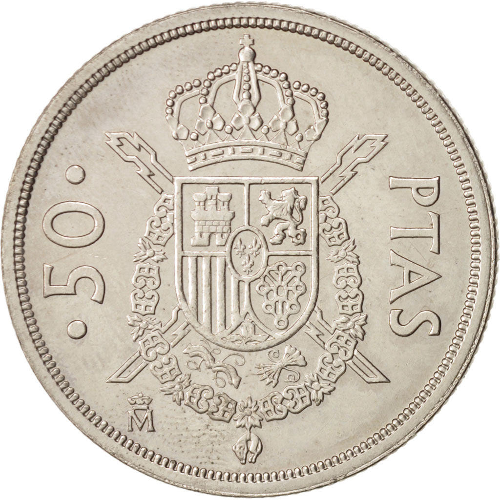 Spain, Juan Carlos I, 50 Pesetas, 1983, MS(65-70), Copper-nickel, KM:825