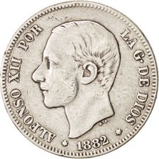 Munten, Spanje, Alfonso XII, 2 Pesetas, 1882, FR+, Zilver, KM:678.2
