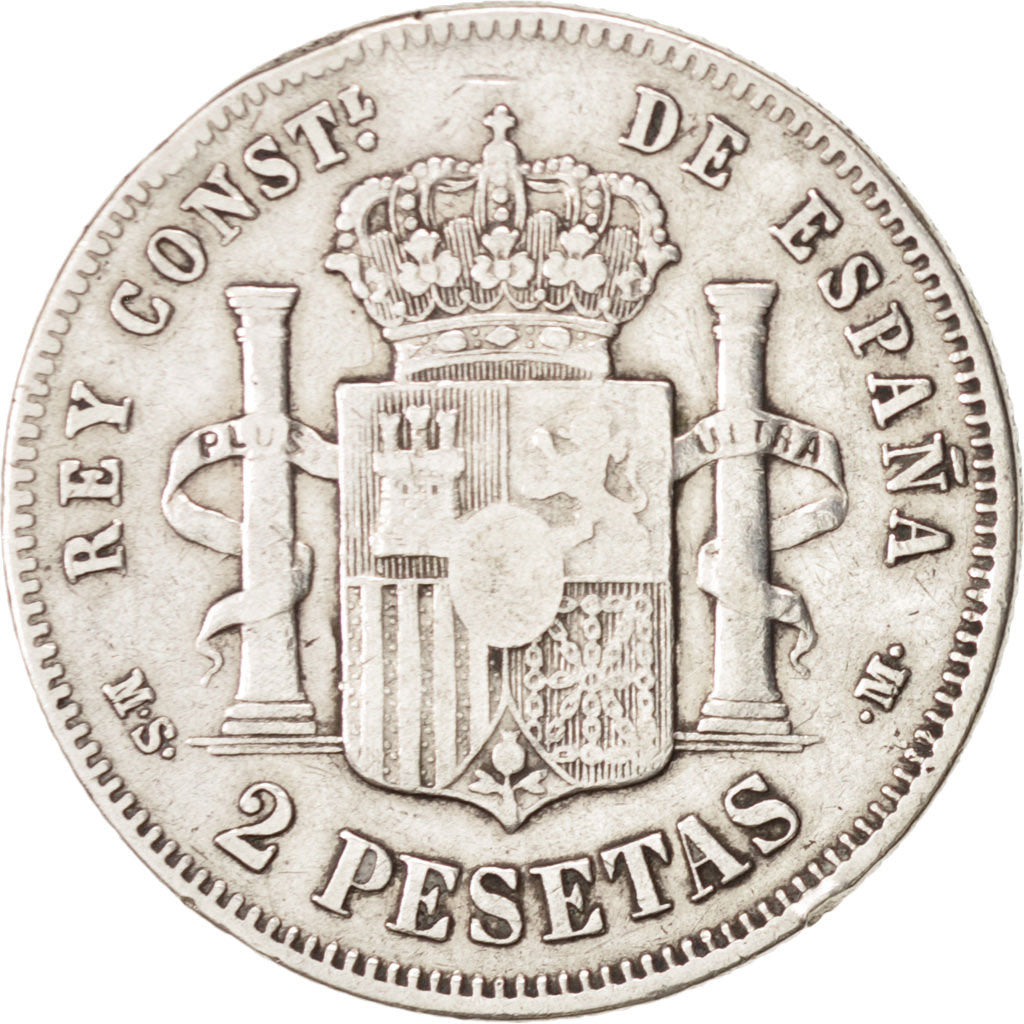 Coin, Spain, Alfonso XII, 2 Pesetas, 1882, VF(30-35), Silver, KM:678.2